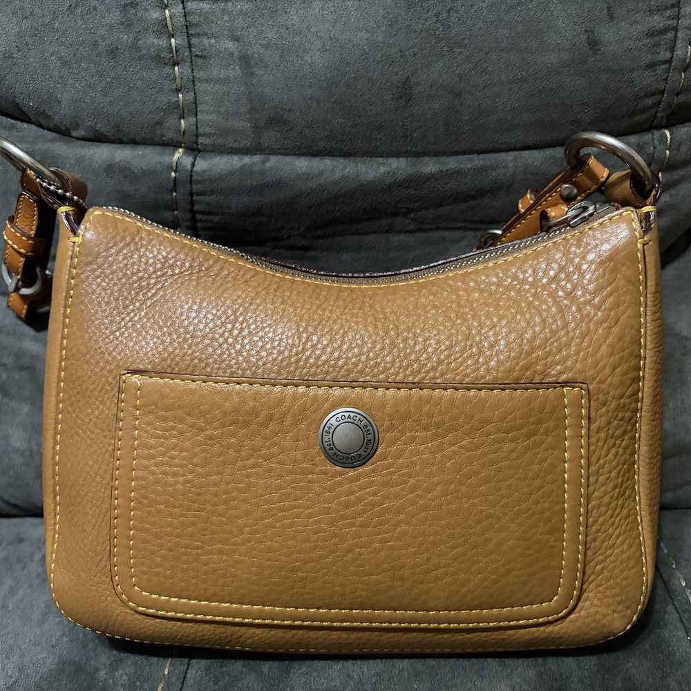 Vintage Coach Pebbled Leather Saddle Bag in Saddle Brown